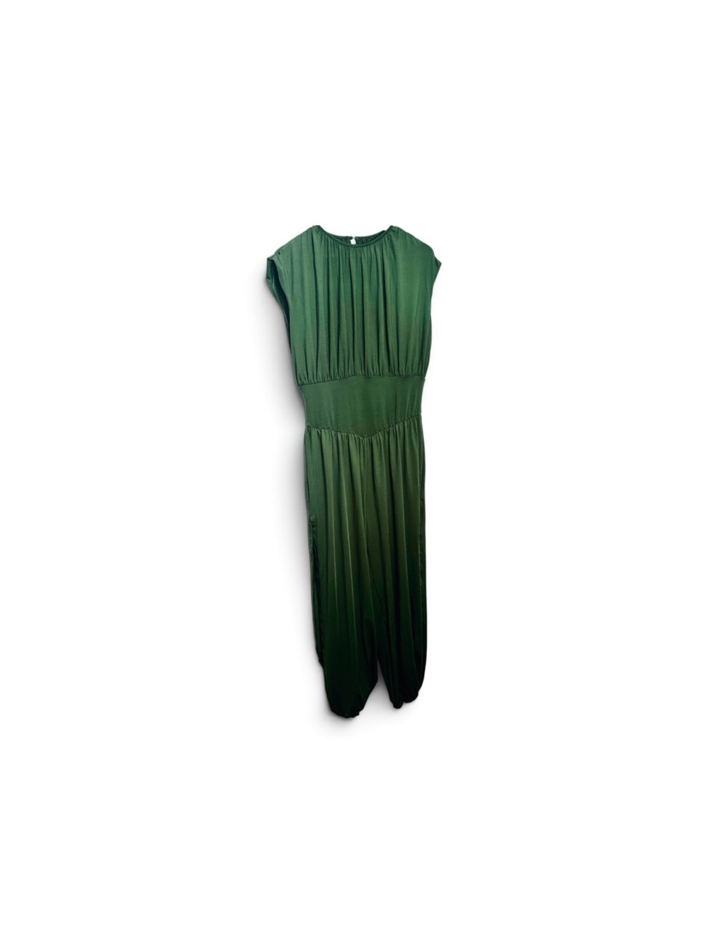 Women's Army Green Sleeveless Jumpsuit with Open Side Slits Size Large NWOT.